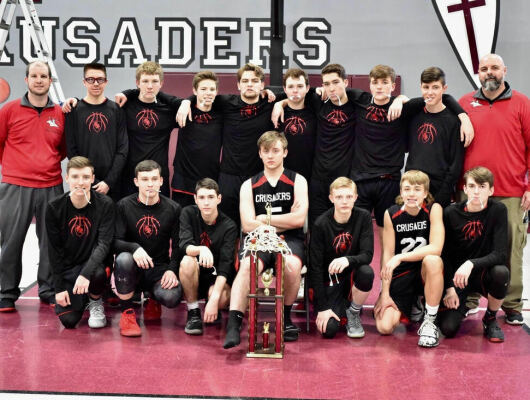boys group Basketball team picture with trophy