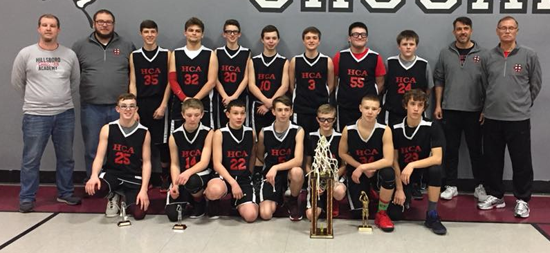 boys group Basketball team picture with trophy